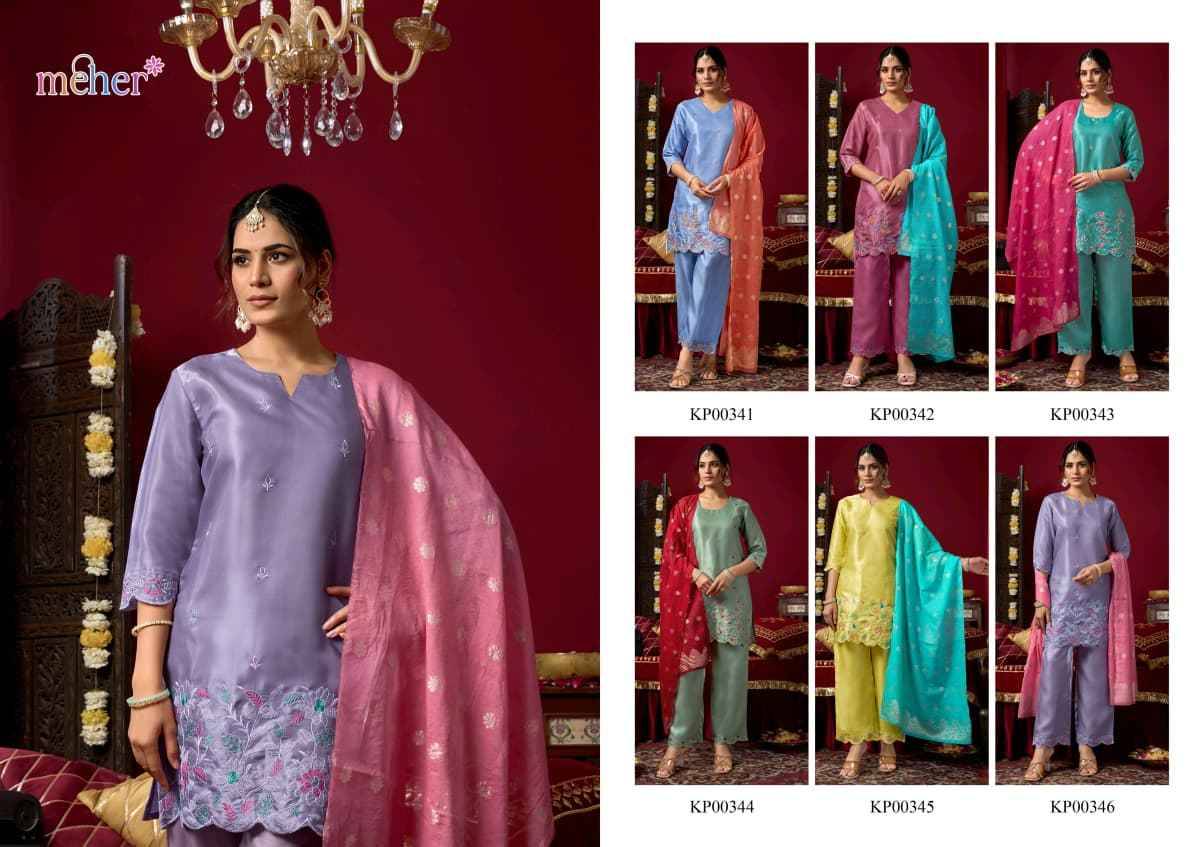 SITARA By Meher 341 To 346 Series Beautiful Festive Suits Colorful Stylish Fancy Ethnic Wear Roman Embroidery Dresses At Wholesale Price